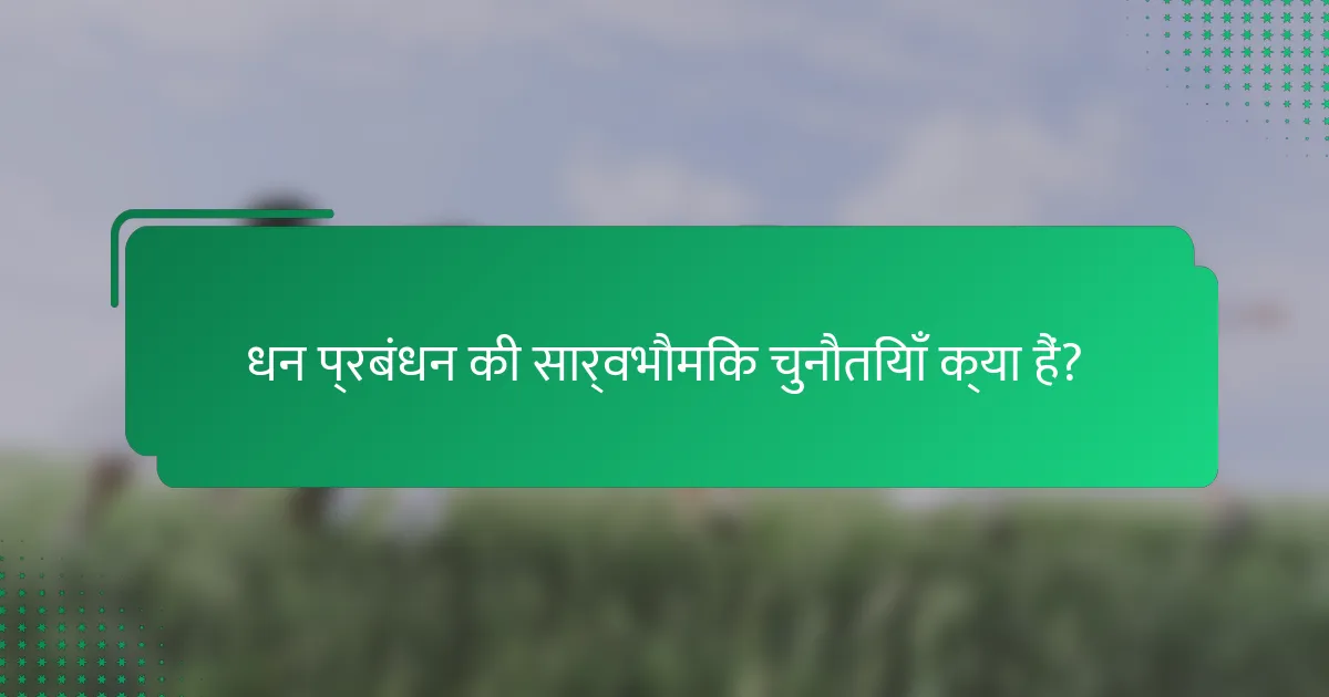 धन प्रबंधन की सार्वभौमिक चुनौतियाँ क्या हैं?