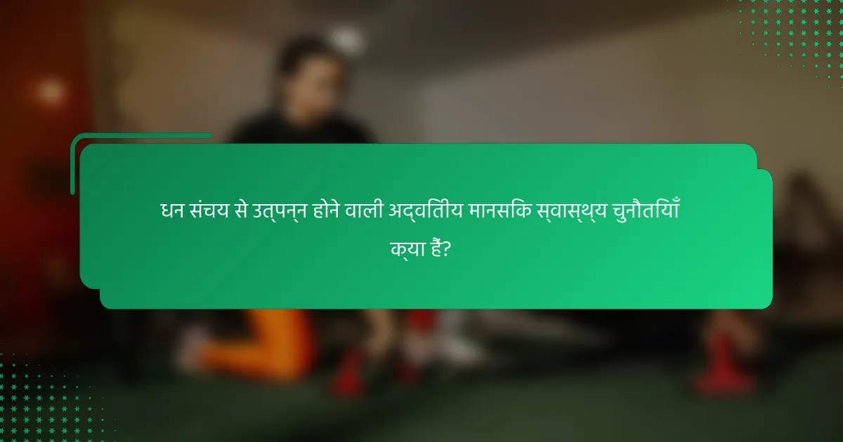 धन संचय से उत्पन्न होने वाली अद्वितीय मानसिक स्वास्थ्य चुनौतियाँ क्या हैं?