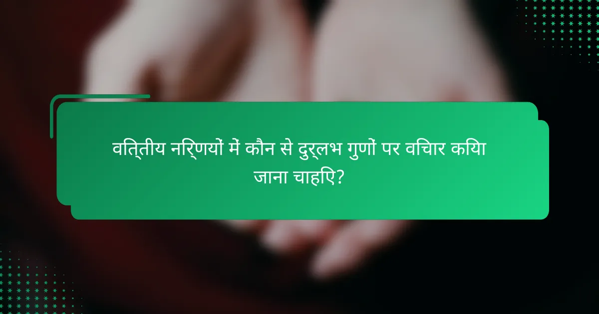 वित्तीय निर्णयों में कौन से दुर्लभ गुणों पर विचार किया जाना चाहिए?